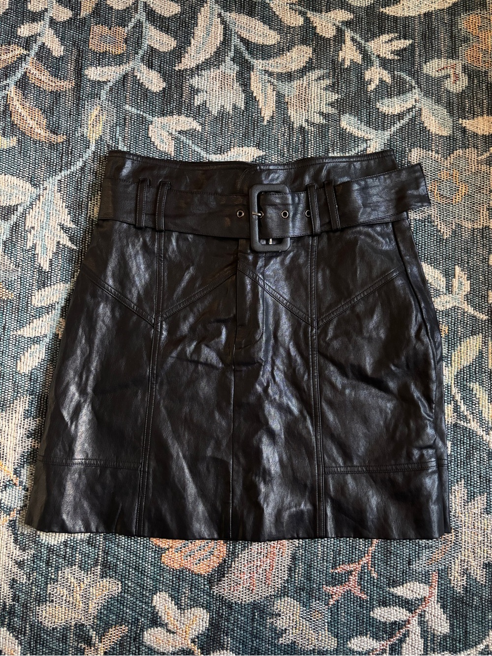 Line & Dot Vegan Black Leather Mini Skirt